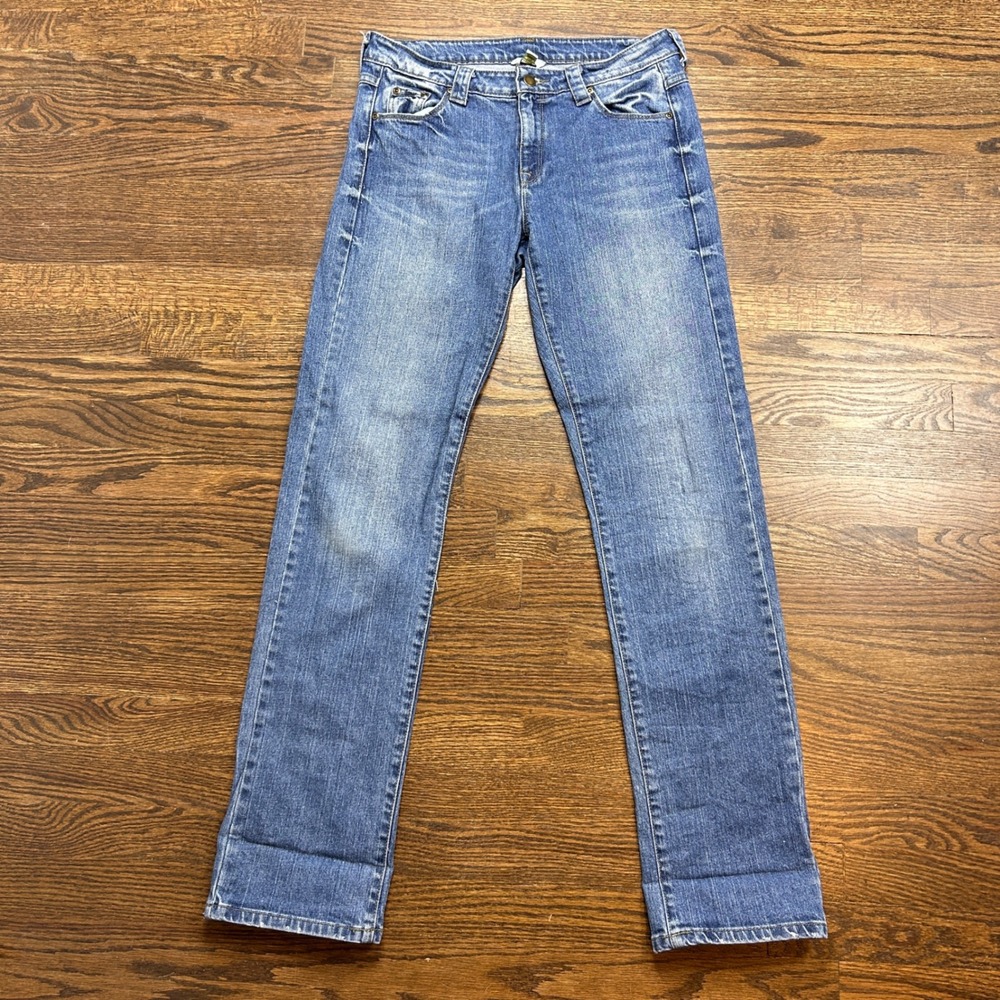 Garnet Hill Womens 2 Straight Leg Jeans Medium Wash Blue Denim